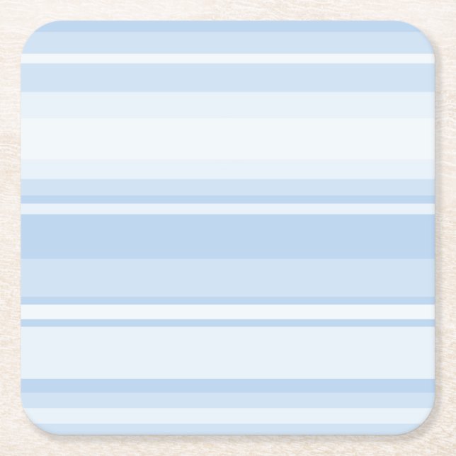 Posavasos Cuadrado De Papel Rayas azul bebé (Anverso)
