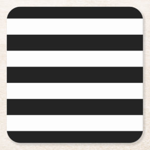Posavasos Cuadrado De Papel Rayas blancos y negros del estilo moderno