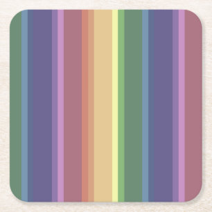 Posavasos Cuadrado De Papel Rayas de arco iris mudas