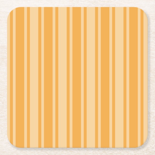 Posavasos Cuadrado De Papel Rayas de caramelo amarillo (Anverso)