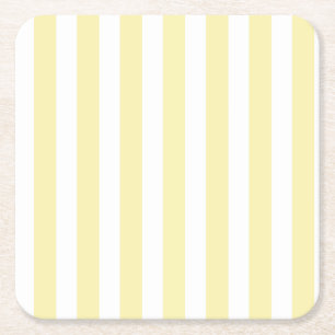 Posavasos Cuadrado De Papel Rayas de caramelo amarillo y blanco