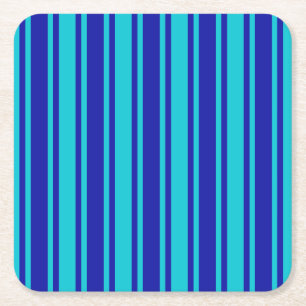 Posavasos Cuadrado De Papel Rayas de caramelo azul turquesa