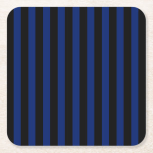 Posavasos Cuadrado De Papel Rayas de caramelo azul y negro