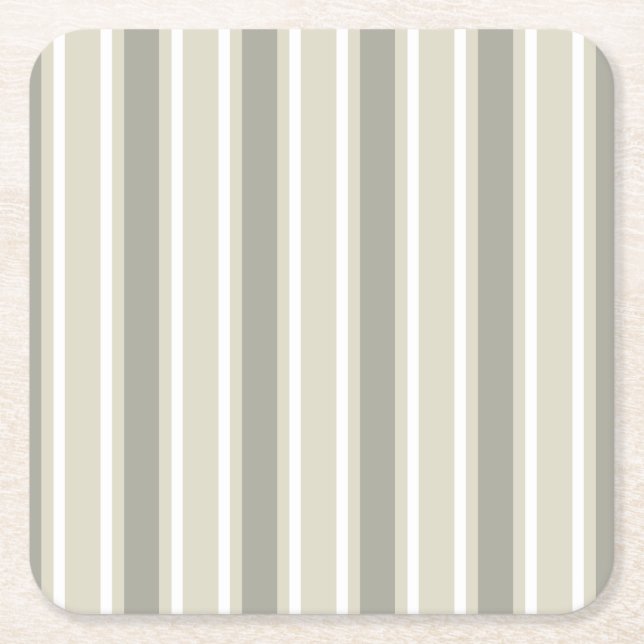 Posavasos Cuadrado De Papel Rayas de caramelo beige (Anverso)