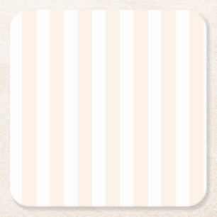 Posavasos Cuadrado De Papel Rayas de caramelo beige y blanco