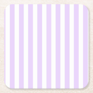 Posavasos Cuadrado De Papel Rayas de caramelo blanco y púrpura