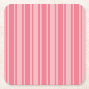 Posavasos Cuadrado De Papel Rayas de caramelo rosa coral
