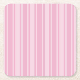 Posavasos Cuadrado De Papel Rayas de caramelo rosa pálido