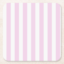 Posavasos Cuadrado De Papel Rayas de caramelo rosa pálido y blanco