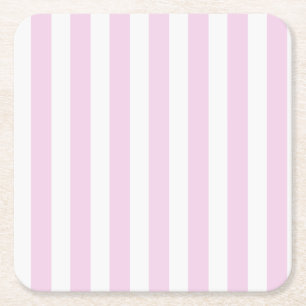 Posavasos Cuadrado De Papel Rayas de caramelo rosa pálido y blanco