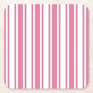 Posavasos Cuadrado De Papel Rayas de caramelo rosa y blanco