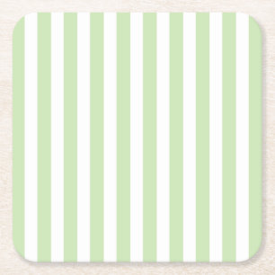Posavasos Cuadrado De Papel Rayas de caramelo verde claro y blanco