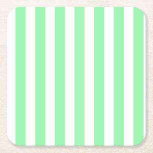 Posavasos Cuadrado De Papel Rayas de caramelo verde y blanco