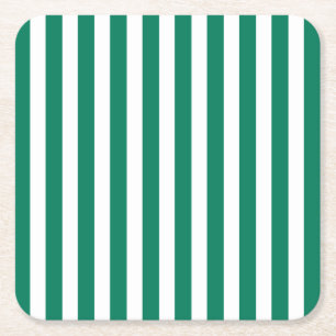 Posavasos Cuadrado De Papel Rayas de caramelos verdes y blancos