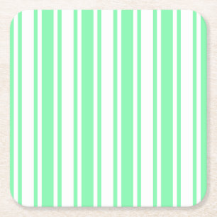 Posavasos Cuadrado De Papel Rayas de caramelos verdes y blancos pasteles