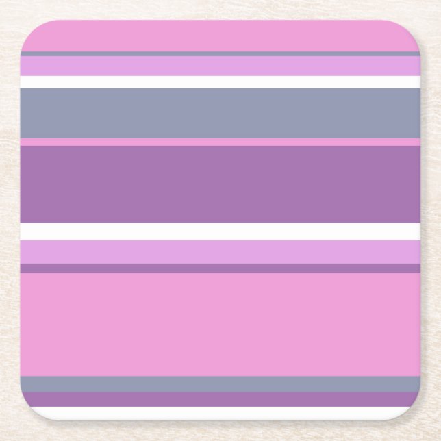 Posavasos Cuadrado De Papel Rayas de lilac (Anverso)