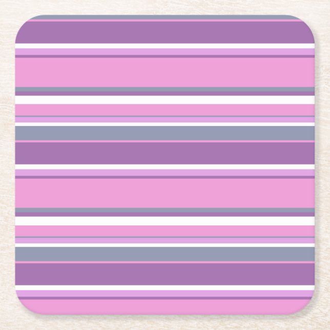 Posavasos Cuadrado De Papel Rayas de lilac (Anverso)