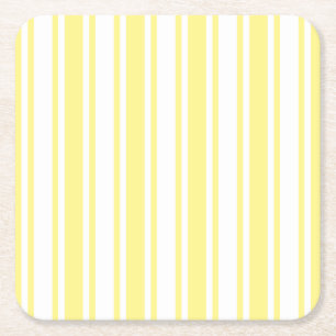 Posavasos Cuadrado De Papel Rayas de limón amarillo y blanco