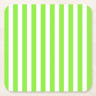 Posavasos Cuadrado De Papel Rayas de limón verde y blanco de caramelos