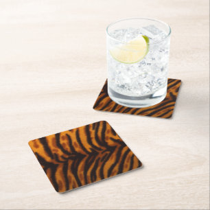Posavasos Cuadrado De Papel Rayas de tigre.