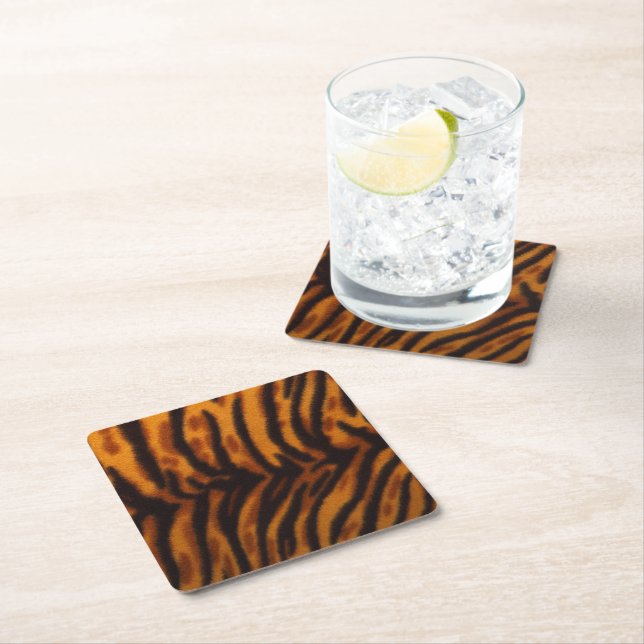 Posavasos Cuadrado De Papel Rayas de tigre. (In situ)
