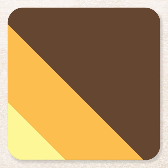 Posavasos Cuadrado De Papel Rayas de verano Naranja amarillo marrón años 70 (Anverso)