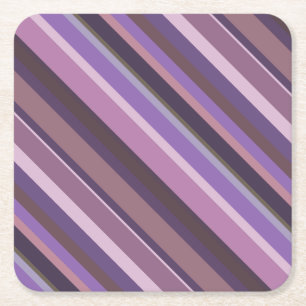 Posavasos Cuadrado De Papel Rayas diagonales malvas