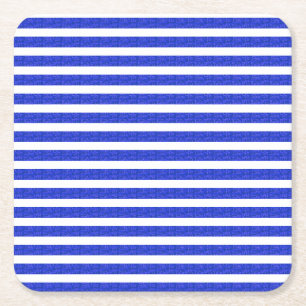 Posavasos Cuadrado De Papel Rayas Geométricas Azules Chic