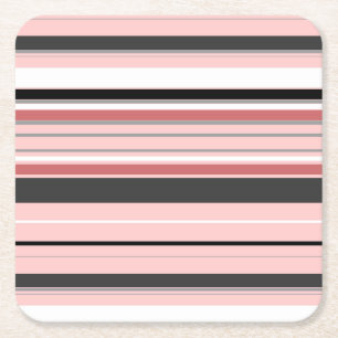 Posavasos Cuadrado De Papel Rayas grises rosadas lindas