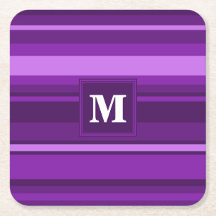 Posavasos Cuadrado De Papel Rayas moradas monográficas