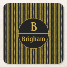 Rayas Negras y Doradas Monograma Dividido