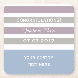 Posavasos Cuadrado De Papel Rayas Patrón personalizado monograma