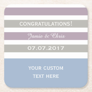 Posavasos Cuadrado De Papel Rayas Patrón personalizado monograma