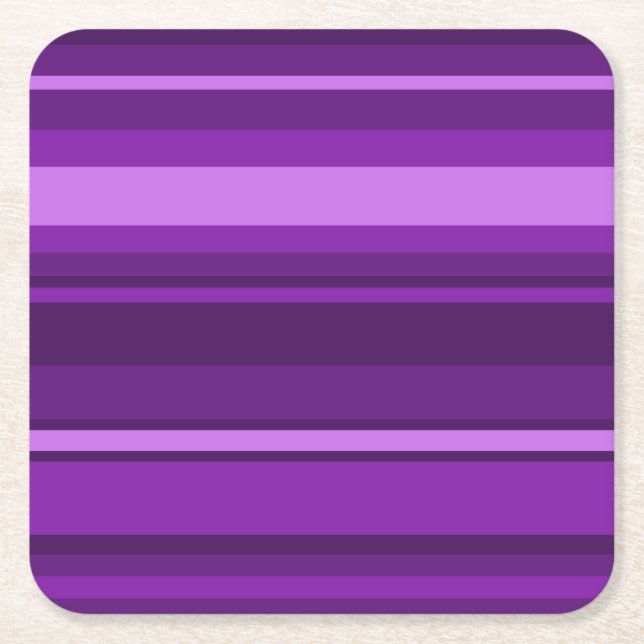 Posavasos Cuadrado De Papel Rayas púrpuras (Anverso)