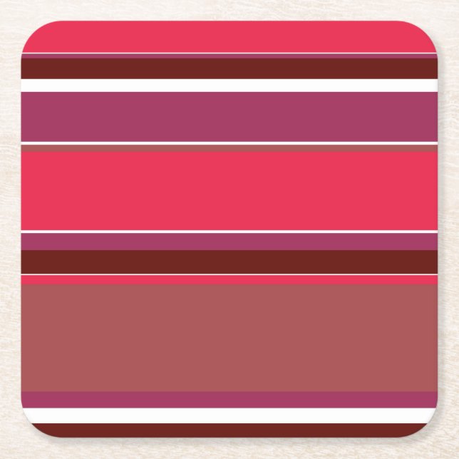 Posavasos Cuadrado De Papel Rayas rojas (Anverso)