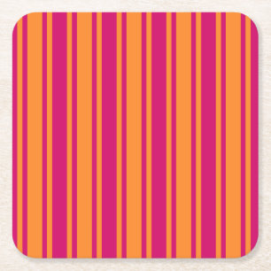 Posavasos Cuadrado De Papel Rayas rosadas y naranjas de caramelo