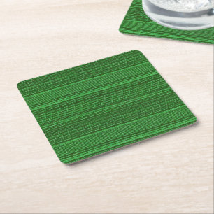 Posavasos Cuadrado De Papel rayas textiles verdes y negras