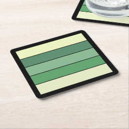 Posavasos Cuadrado De Papel Rayas Verdes de Invierno en Papel Acuarela