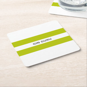 Posavasos Cuadrado De Papel Rayas verdes de lima moderna y fresca Gin Guru