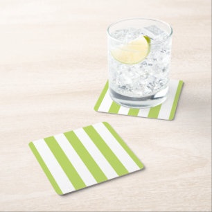 Posavasos Cuadrado De Papel Rayas verdes, rayas blancas, patrón rayado