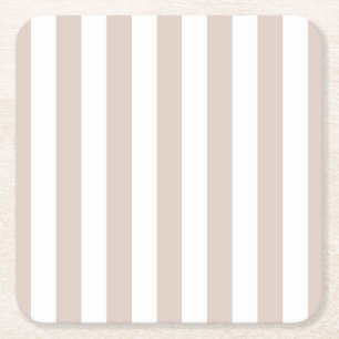 Posavasos Cuadrado De Papel Rayas Verticales Beige Y Rayas Blancas