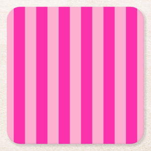 Posavasos Cuadrado De Papel Rayas verticales rosadas calientes