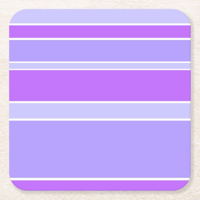 Posavasos Cuadrado De Papel Rayas violetas (Anverso)