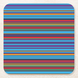 Posavasos Cuadrado De Papel Rayas violetas de color azul