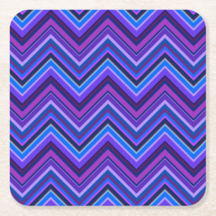 Posavasos Cuadrado De Papel Rayas zigzag azules y violetas