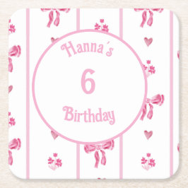 Posavasos Cuadrado De Papel Rayo vertical rosado - coqueta preppy