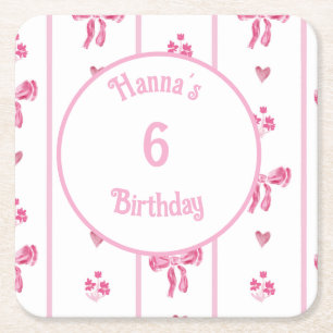 Posavasos Cuadrado De Papel Rayo vertical rosado - coqueta preppy
