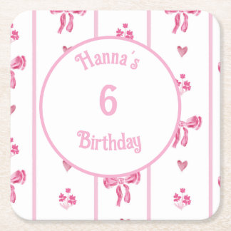 Posavasos Cuadrado De Papel Rayo vertical rosado - coqueta preppy