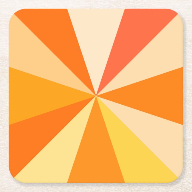 Posavasos Cuadrado De Papel Rayos geométricos enrrollados modernos 60s del (Anverso)