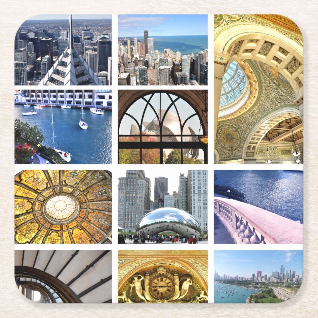 Posavasos Cuadrado De Papel Rebanadas de Chicago (Anverso)